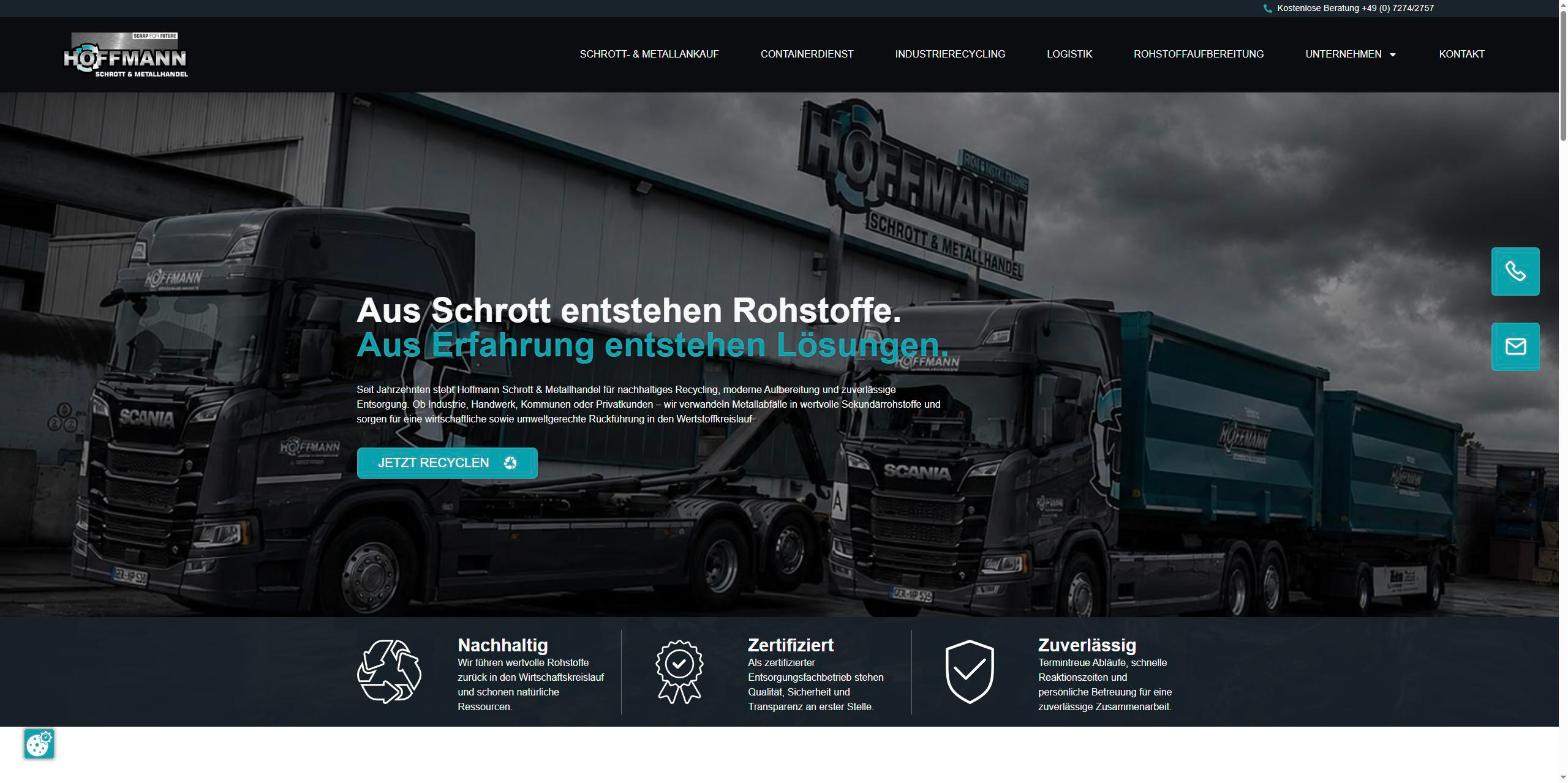 Website von Hoffmann Schrott und Metallhandel auf dem Laptop