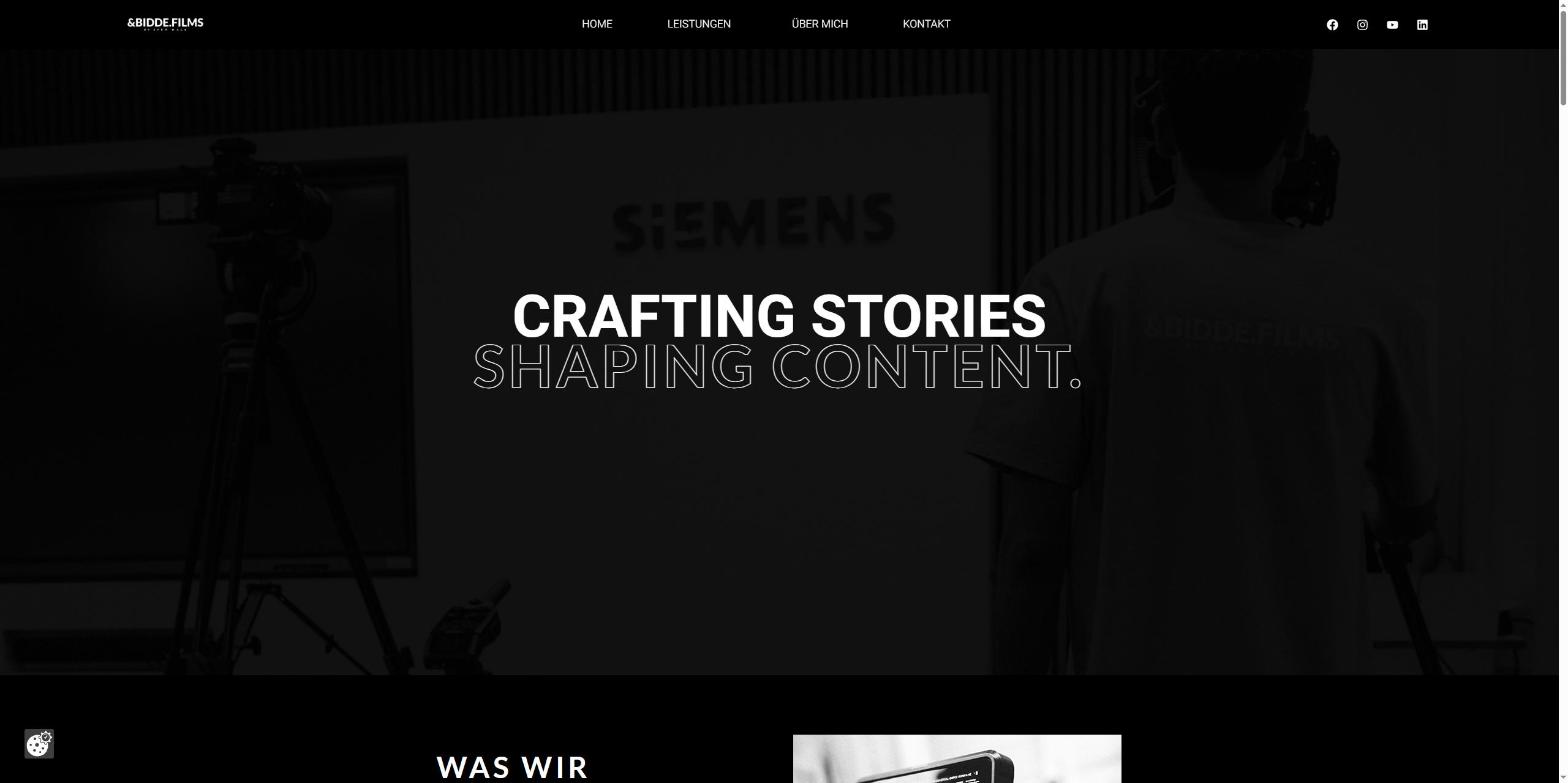 Website von undbiddefilms auf dem Laptop